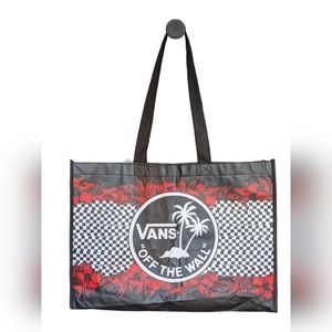 VANS OFF THE WALL Reusable Shopping Tote Bag Black Red White Checkers Palm Tree
